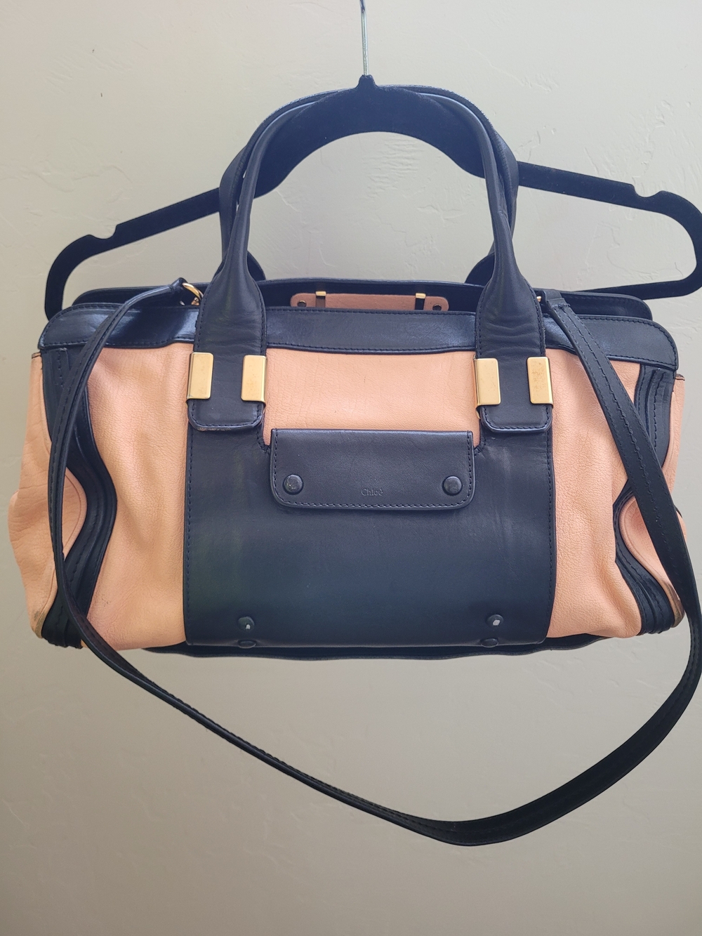 Chloé Black & Sunrise Peach Leather Medium Alice Satchel Bag Crossbody - Picture 4 of 16
